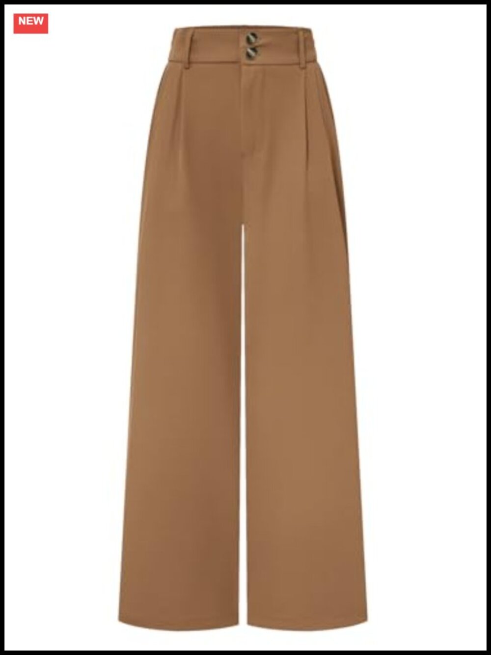Women's Pull-On Straight Leg Trousers with Pockets, High Rise Work Pants
